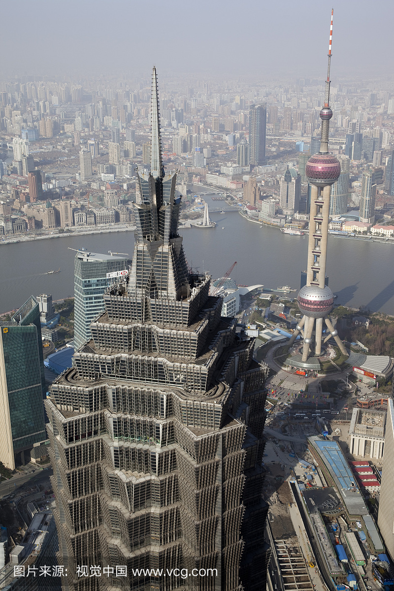 东亚,中国,上海,航拍视角