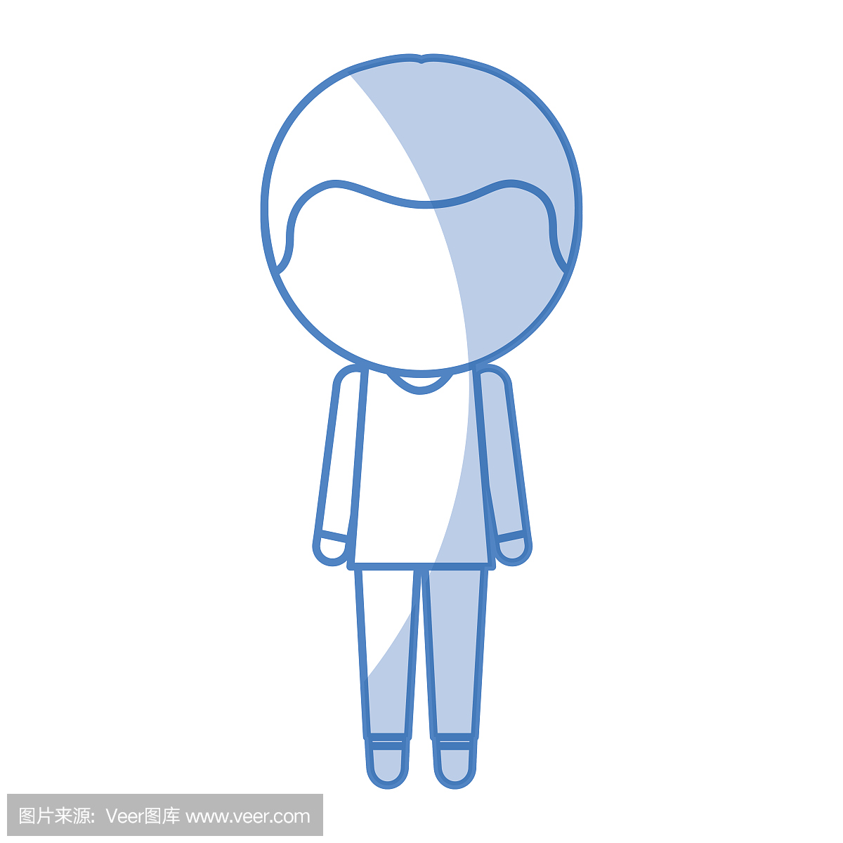 阴影无脸可爱的男孩