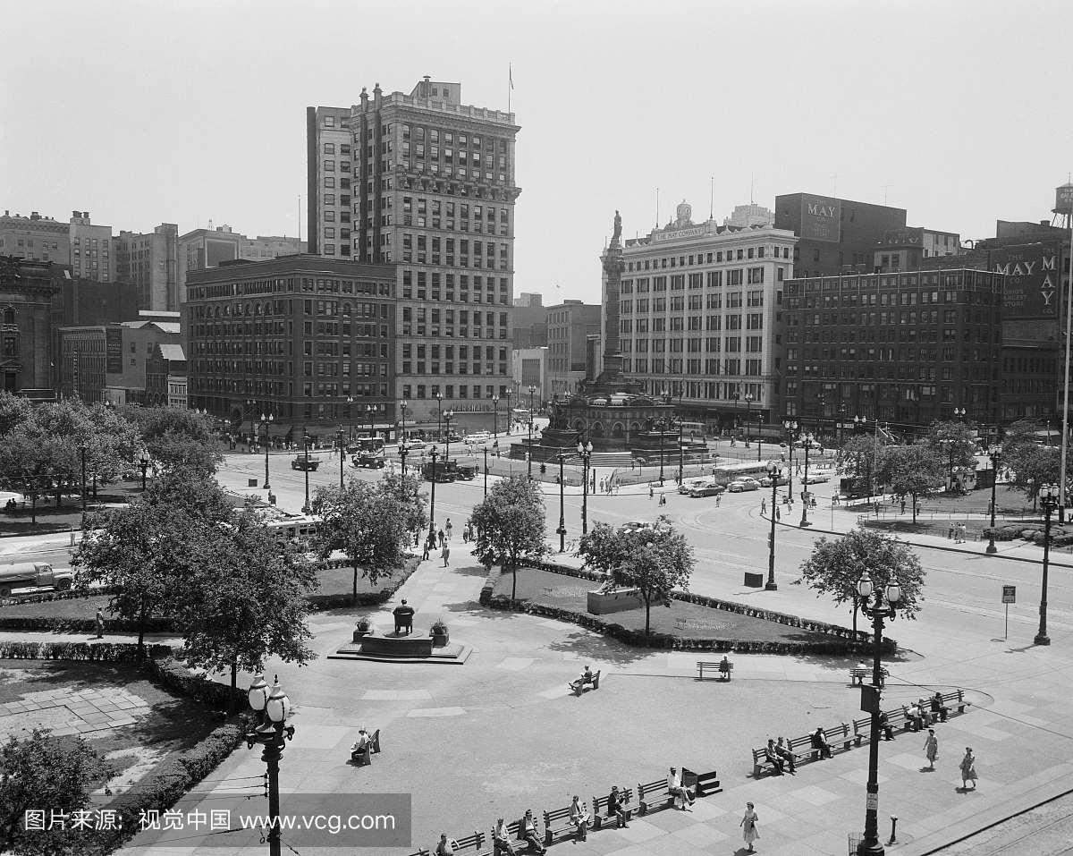 美国,俄亥俄州,克利夫兰的公共广场,中心的士兵