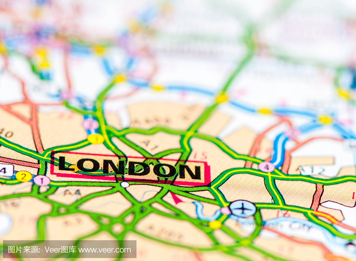 伦敦城市,英国地图上的特写,旅游目的地概念