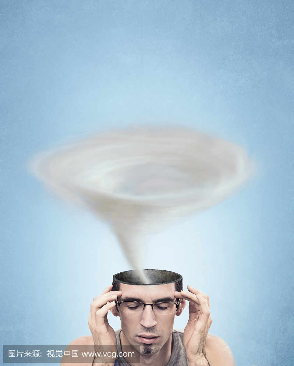 Conceptual picture tornado head man Conceptual picture tornado head man