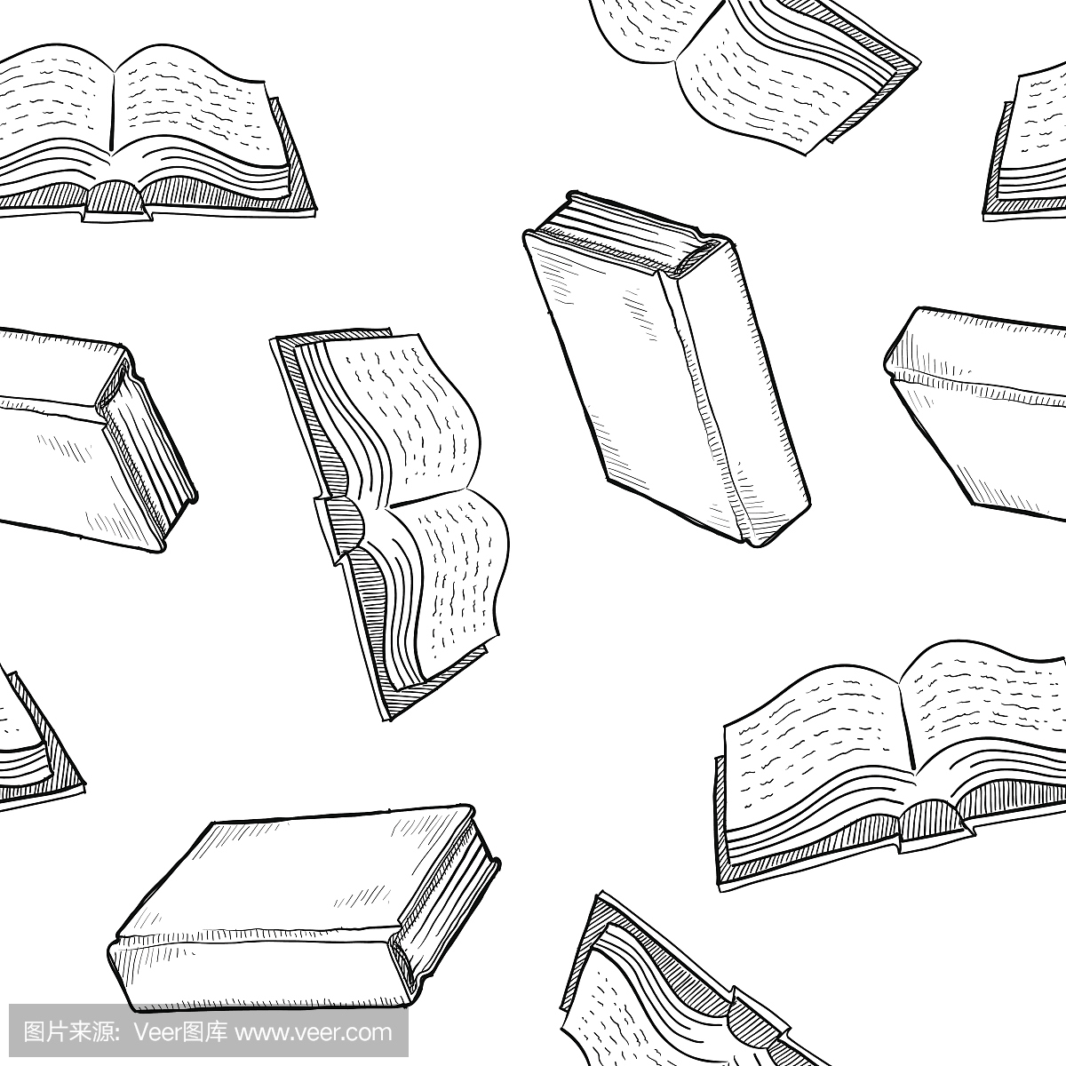 无缝图书馆书籍或圣经矢量背景
