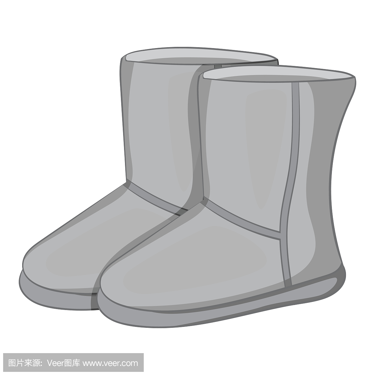 Winter ugg boots icon, gray monochrome style