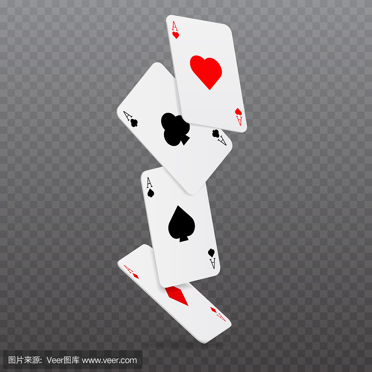 赌场下降扑克牌游戏概念。矢量图。