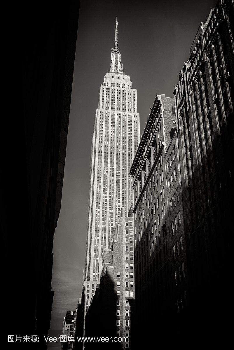 帝国大厦,纽约帝国大厦,黑白图片,黑白摄影图片