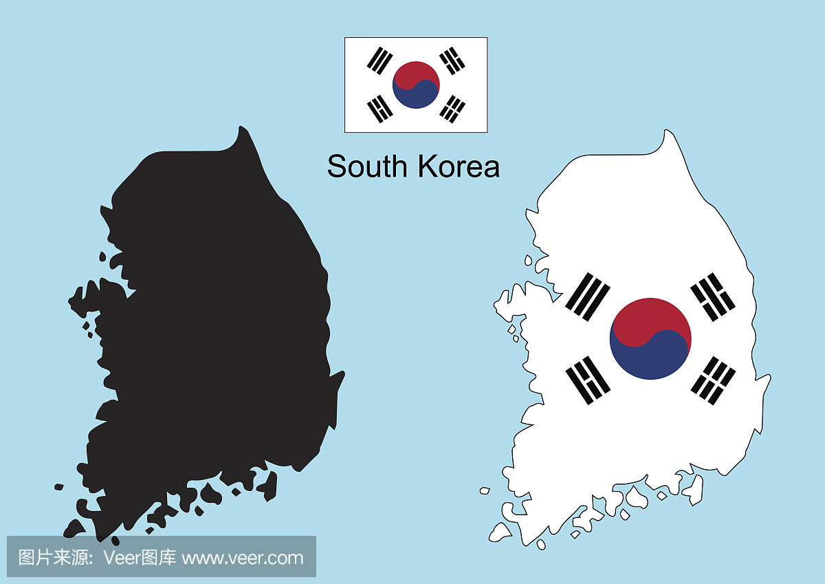 韩国地图,韩国国旗