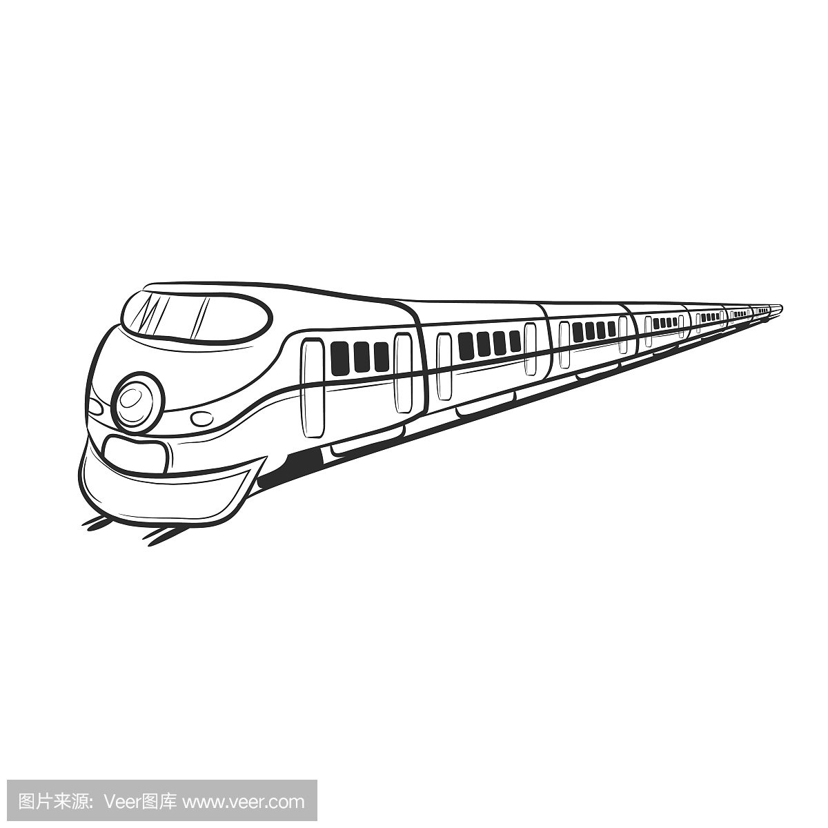 手绘草图交通旅行图标火车