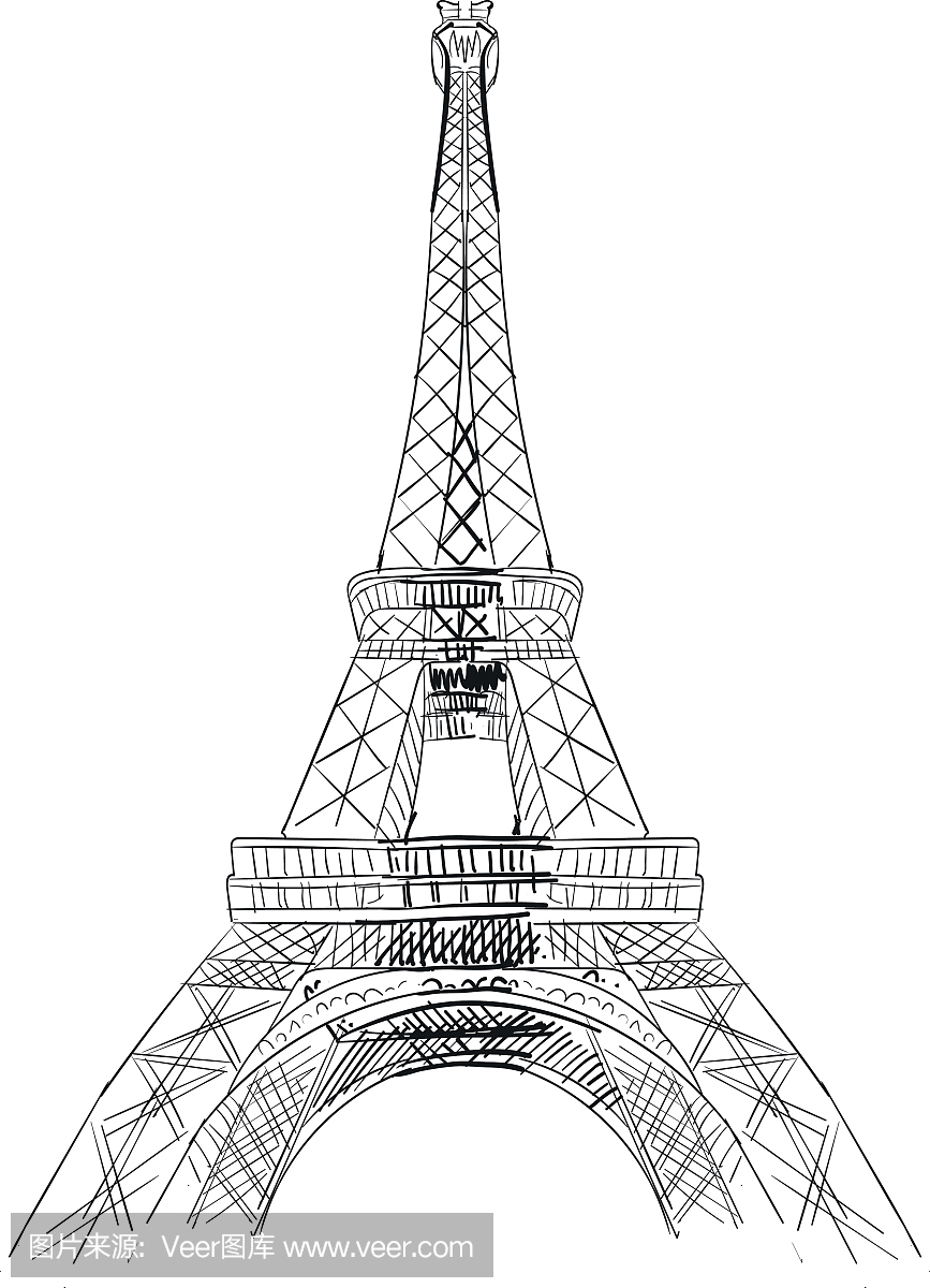 埃菲尔铁塔素描矢量图