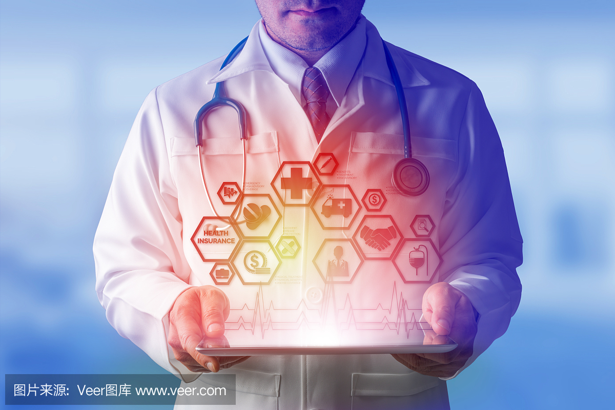医生与健康保险现代界面图标