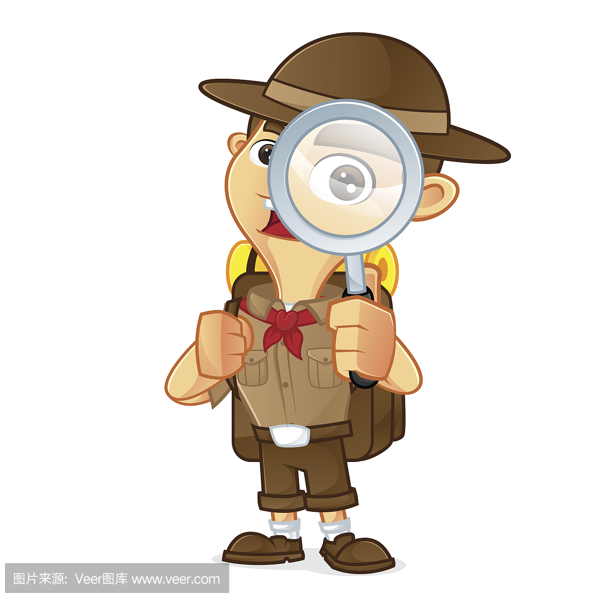 男孩侦察卡通放大镜