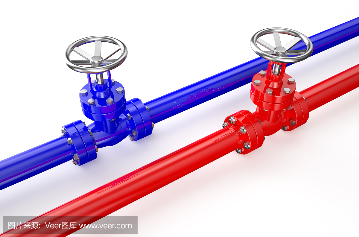 红色和蓝色的管道