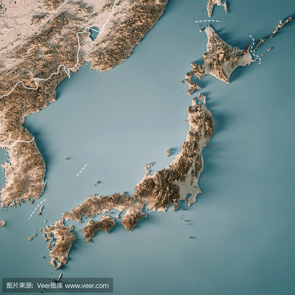日本3D回报地形图中立边界