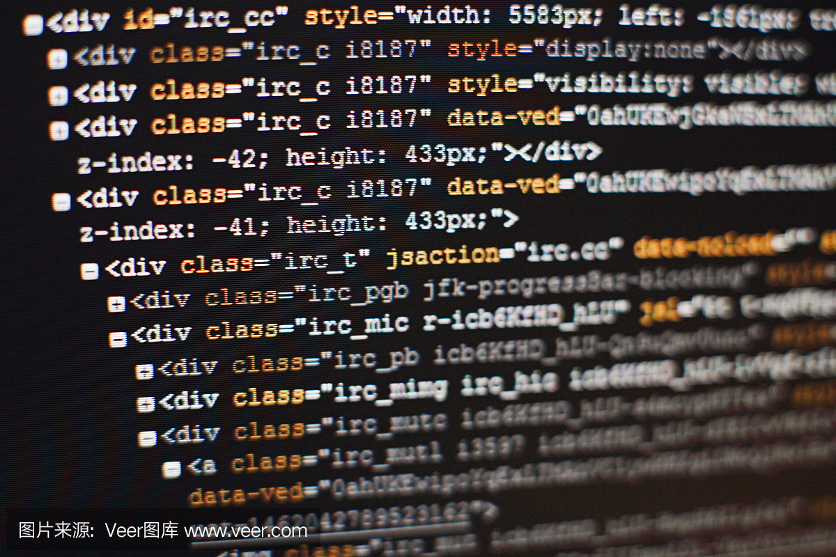 软件开发人员编程代码抽象电脑脚本代码。选择