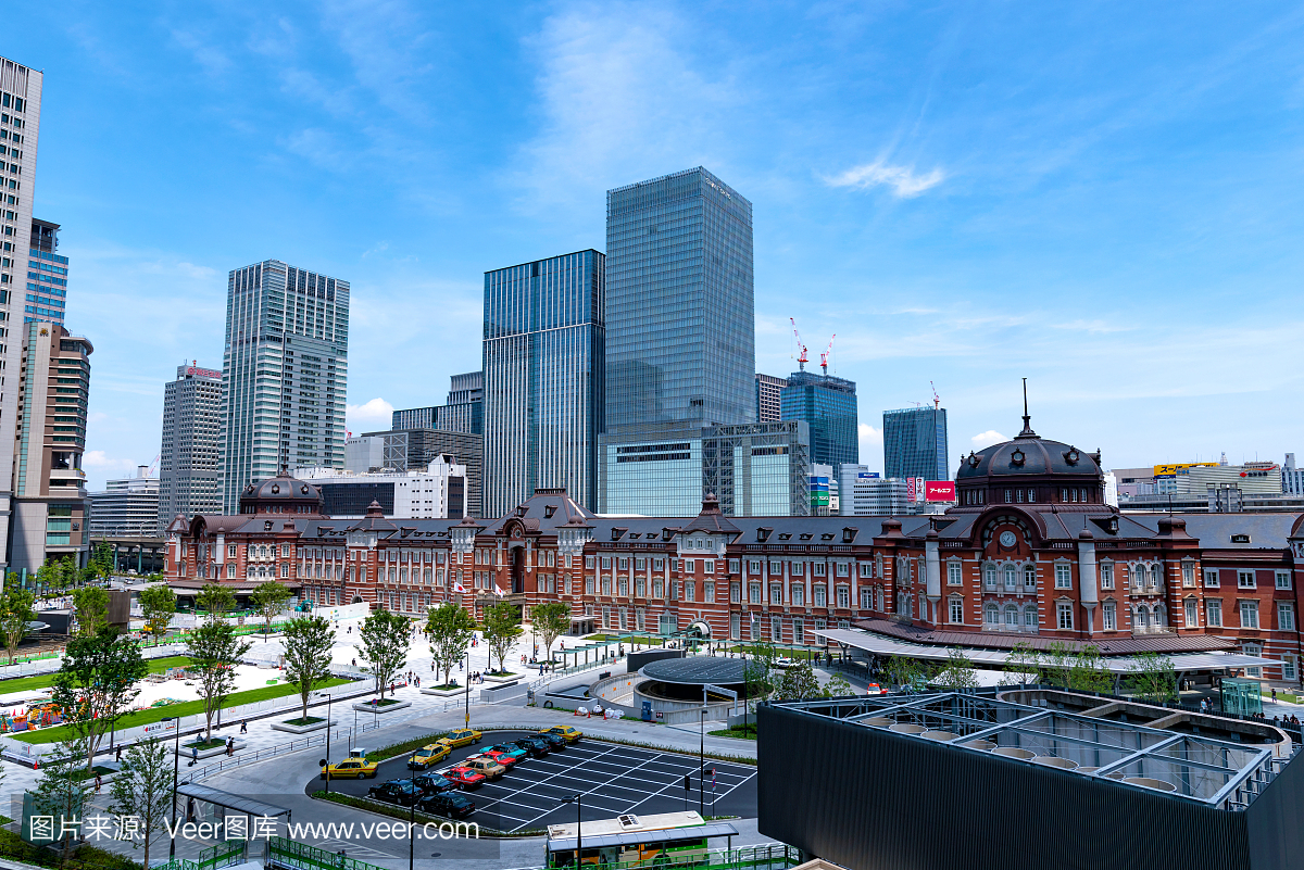 在丸之内区和东京站的日本城市景观