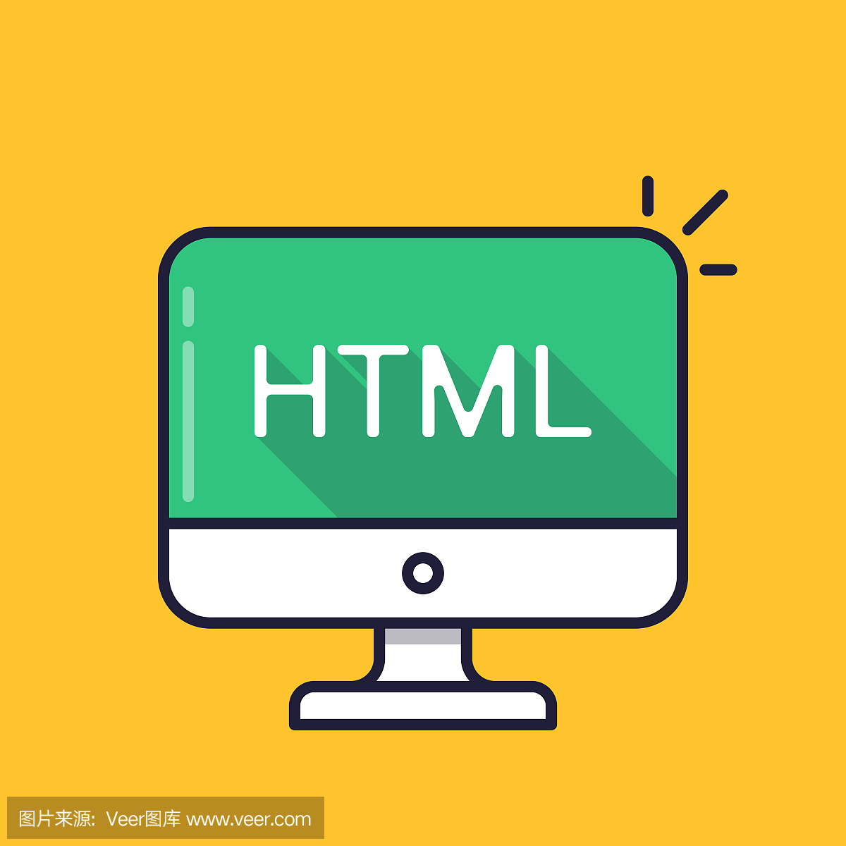 计算机与屏幕上的HTML字。超文本标记语言的
