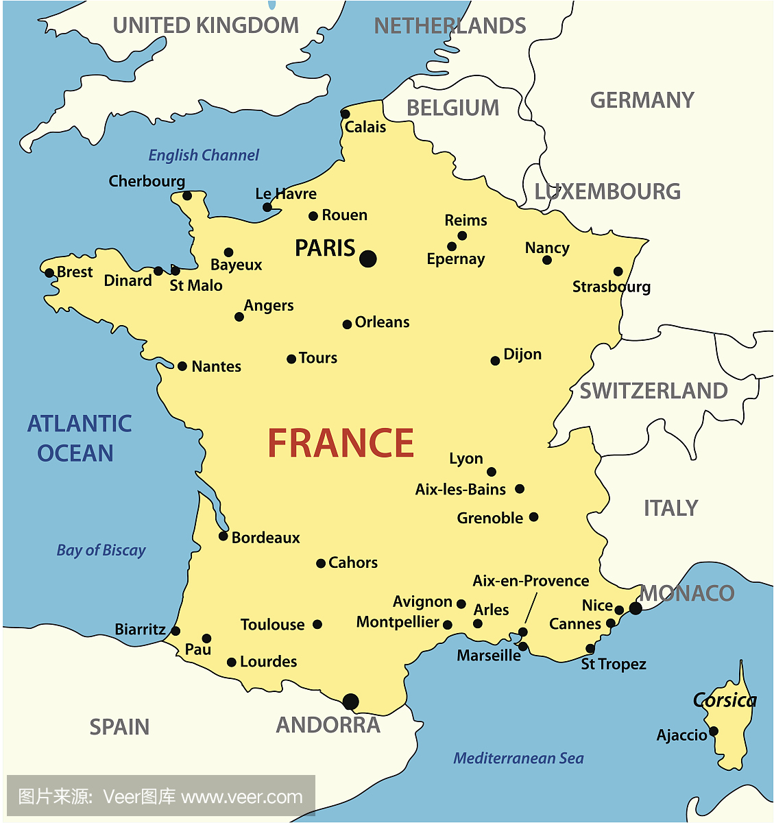 高清法国地形图_世界地图_初高中地理网