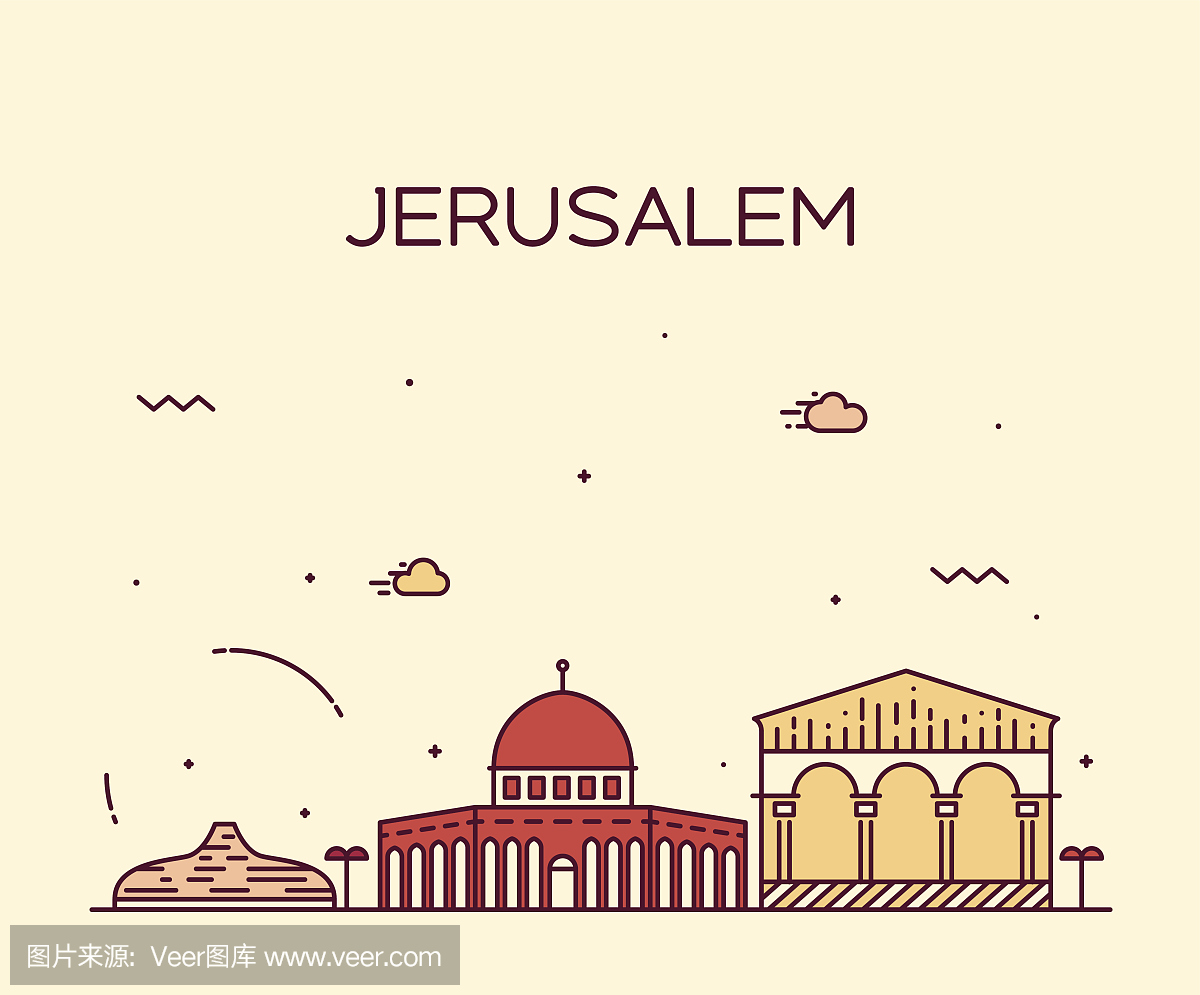 耶路撒冷,巴勒斯坦著名古城,耶路撒冷古城,绘画