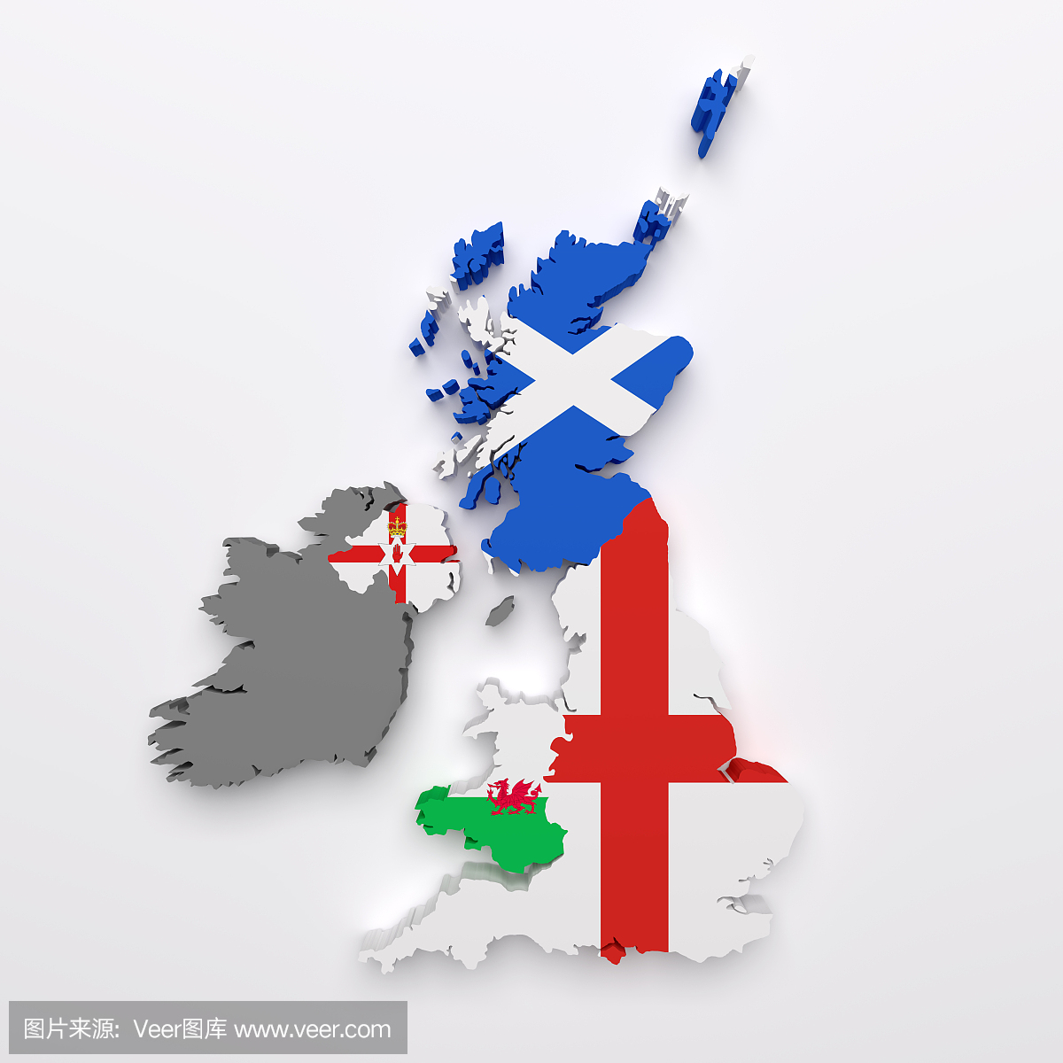 英国国家地图和旗帜