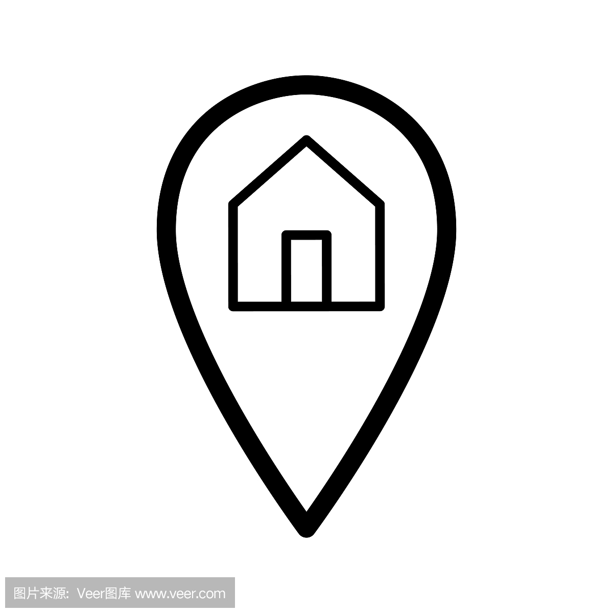 地图指针和房子简单的矢量图标。地理位置的黑