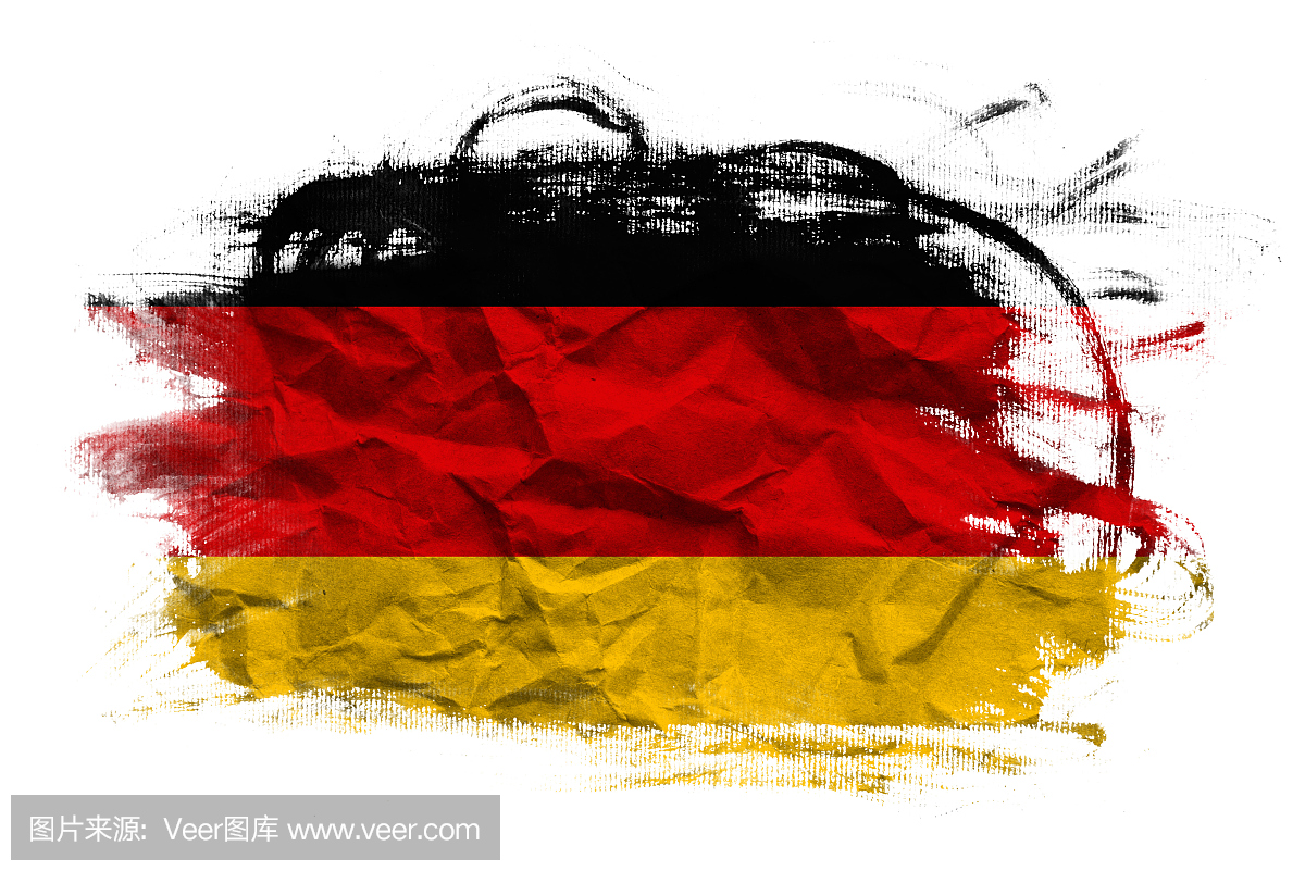 德国国旗在皱纹纸纹理
