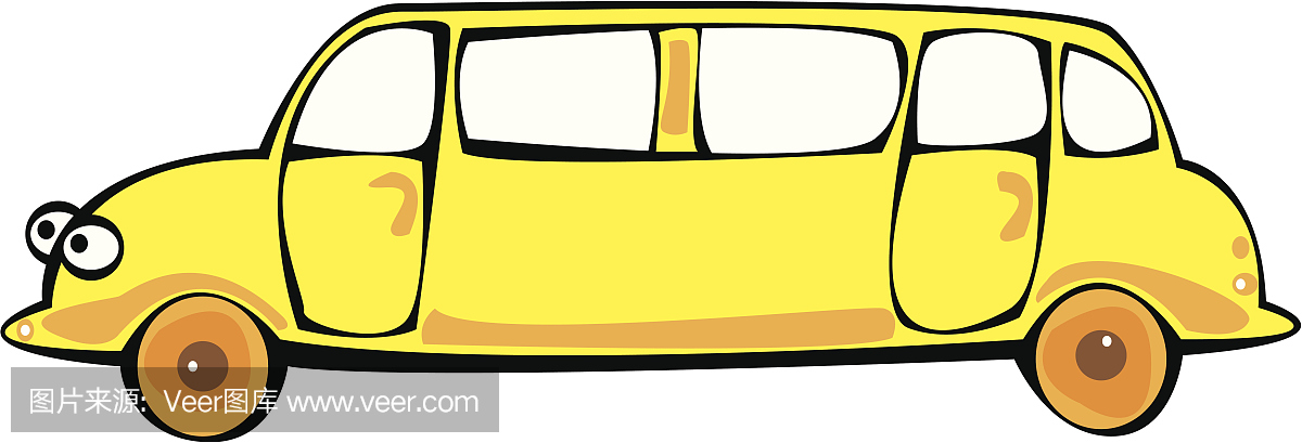 卡通矢量黄色豪华轿车被隔绝在白色背景